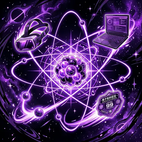 Futuristic Atom Design with VR and Tech Elements
