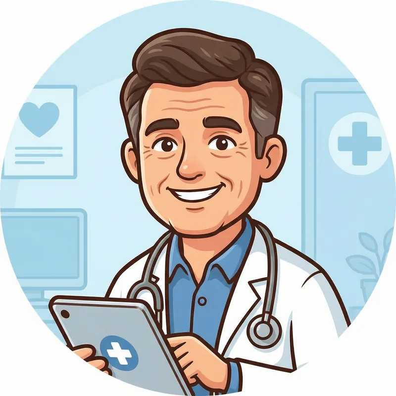 Friendly Cartoon Doctor Illustration for Clinics