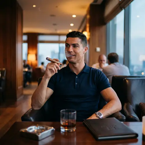 Famous Footballer Relaxing with a Cigar