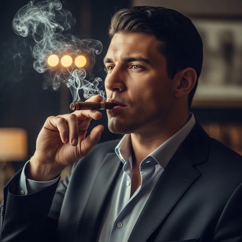 Famous Footballer Relaxing with a Cigar