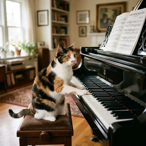 Feline Playing Grand Piano: Captivating Musical Performance