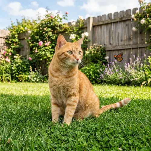 Orange Striped Domestic Shorthair Cat Enjoying Summer Day