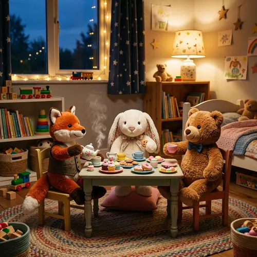 Magical Children's Tea Party with Stuffed Animals