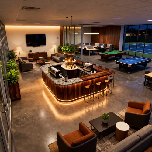 Modern Hybrid Pickleball Lounge & Coworking Space