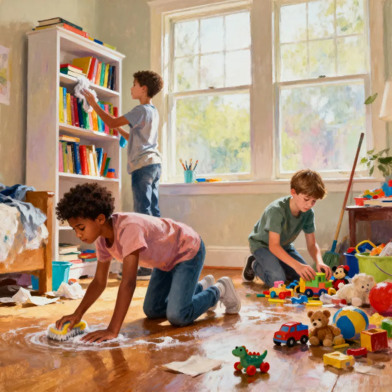 Teamwork in Cleaning: Kids Bringing Joy to Spaces