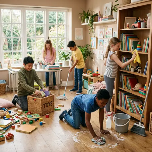 Teamwork in Cleaning: Kids Bringing Joy to Spaces