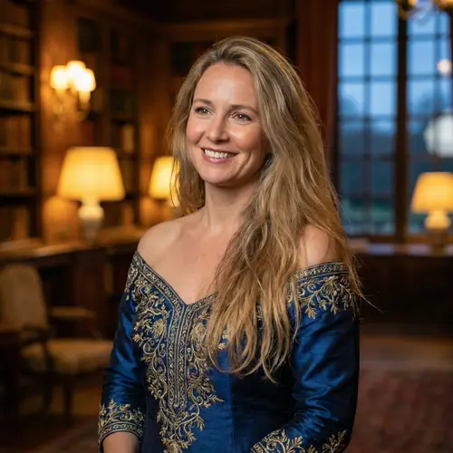 Elegant Woman with Radiant Smile and Intriguing Style