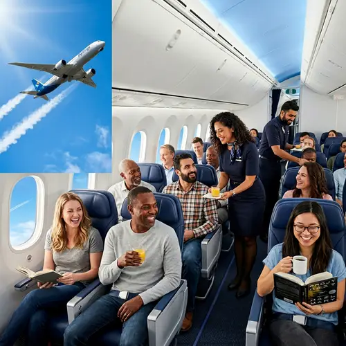 Commercial Airplane Ascending | Happy Passengers Enjoying Comfortable Seats