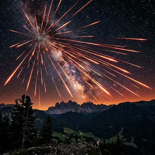 Red Meteor Storm: Spectacular Night Sky Show