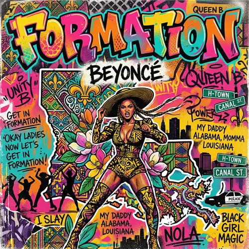 Formation by Beyoncé Album Cover Art: Vibrant Pop Art Collage