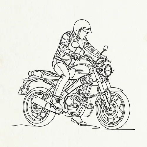 Minimalist Biker Art | Yamaha XSR Motorcycle Illustration