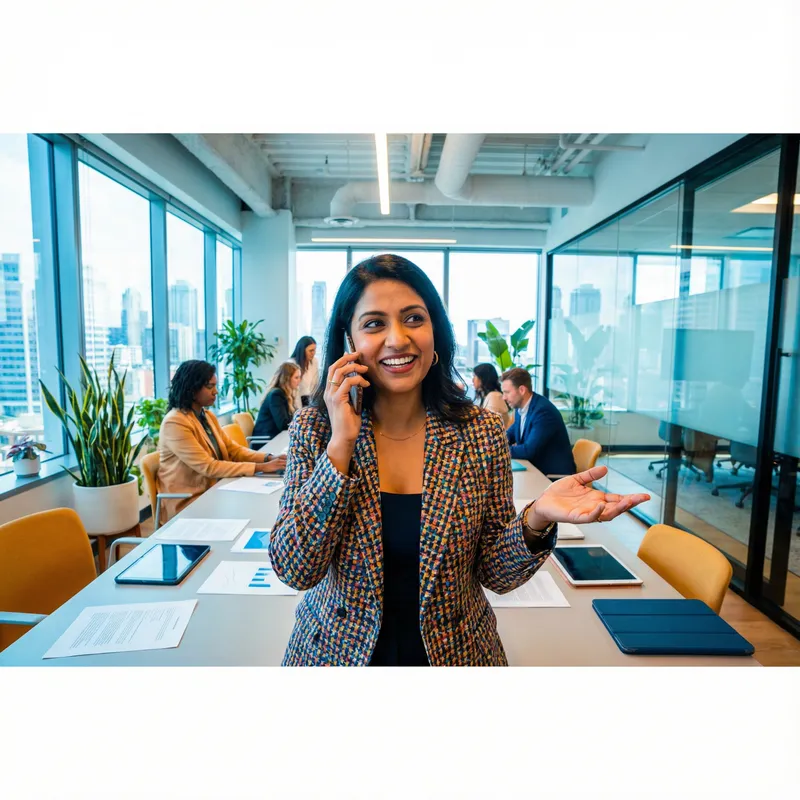 South Asian Realtor in Vibrant Modern Office | Professional Genre