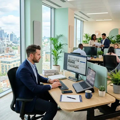 Professional Real Estate Agent in Modern Office Setting