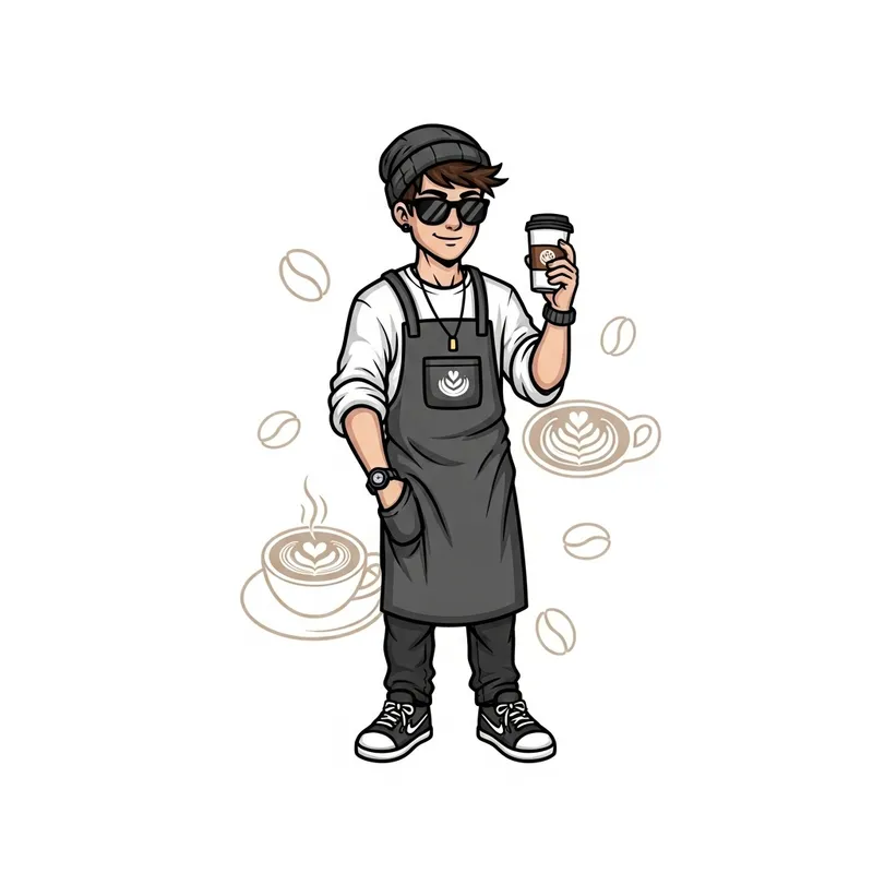 Trendy Coffee Shop Mascot Design for Brand Appeal