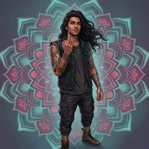 Rebellious South Asian Male | Intricate Tattoo Illustration