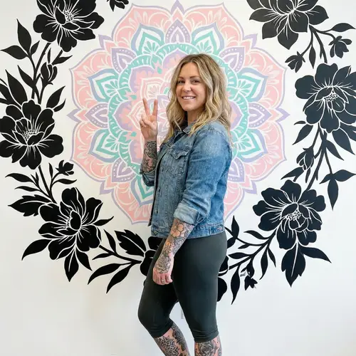 Caucasian Woman with Long Hair and Intricate Tattoos