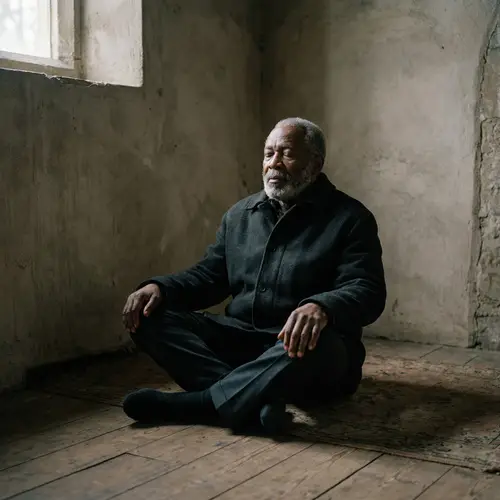 Black Man Meditating in Corner - Serene Meditation Moment