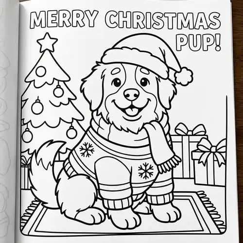 Cozy Cute Christmas Dog Coloring Pages