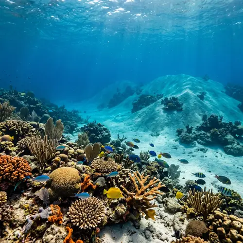 Realistic Underwater Landscape with Caribbean Coral Reefs