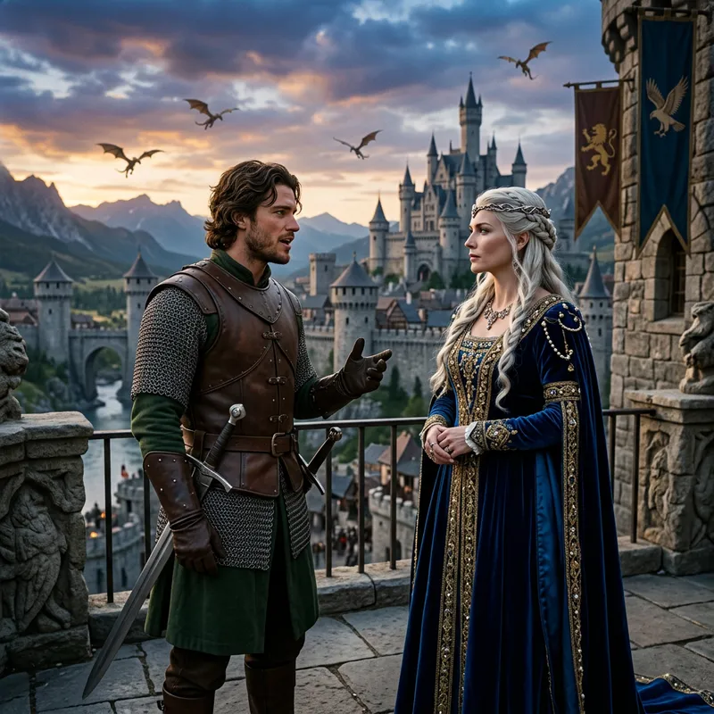 Robb Stark and Daenerys Targaryen in Fantasy Scene
