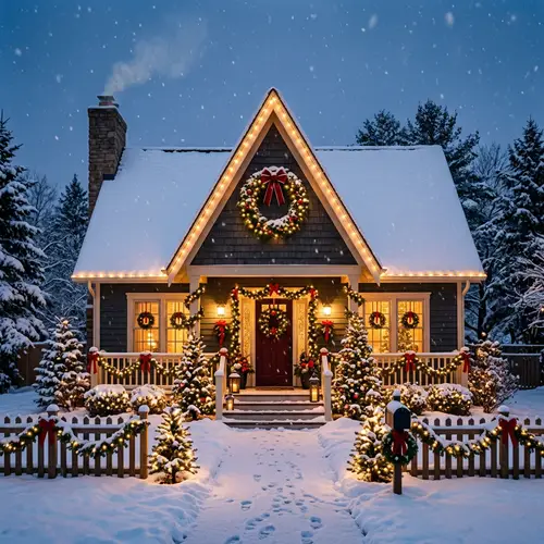Stunning Christmas House Front with V Roof Design