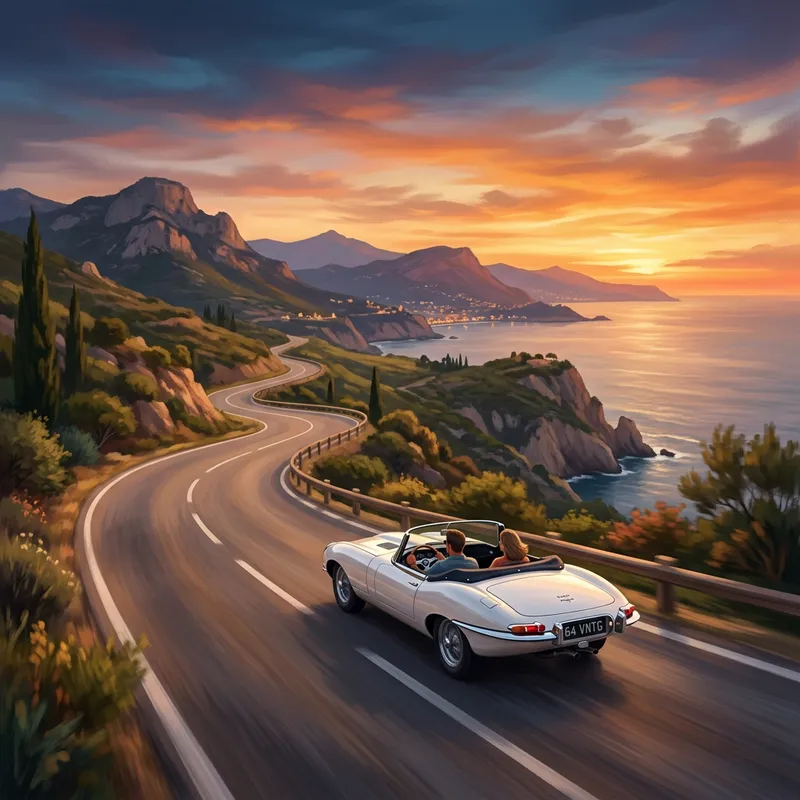 Vintage Car Adventure at Sunset | Scenic Drive