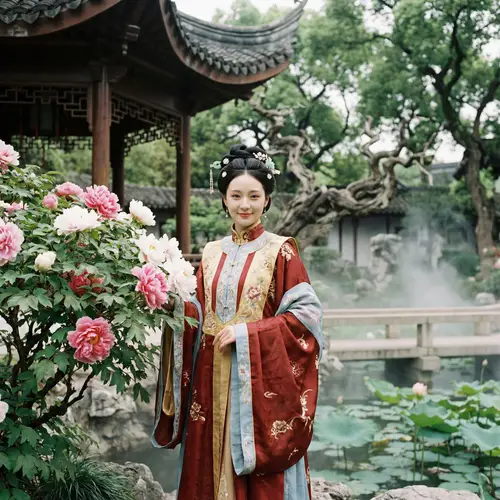 Elegant Chinese Lady in Traditional Hanfu Dress