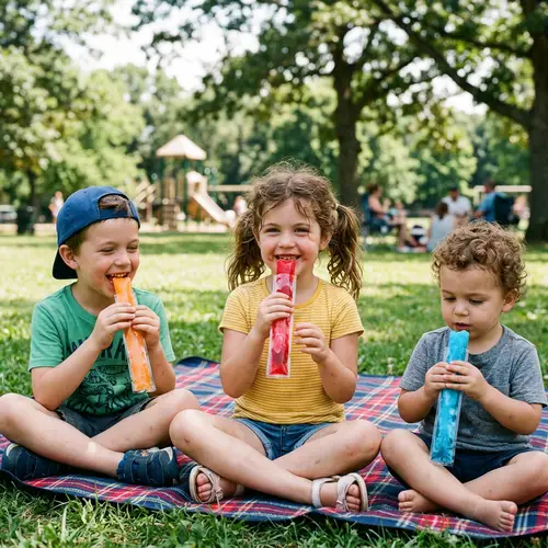 Kids Enjoying Ice Pops in a Bag