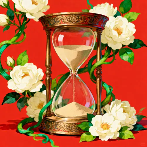 Ornate Hourglass with Colorful Floral Design