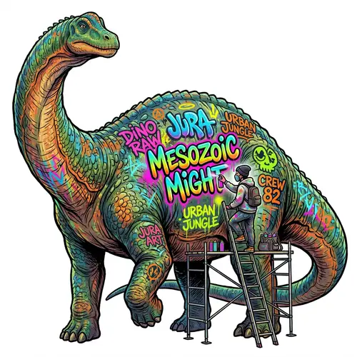 Brontosaurus Graffiti Art | Colorful Illustration