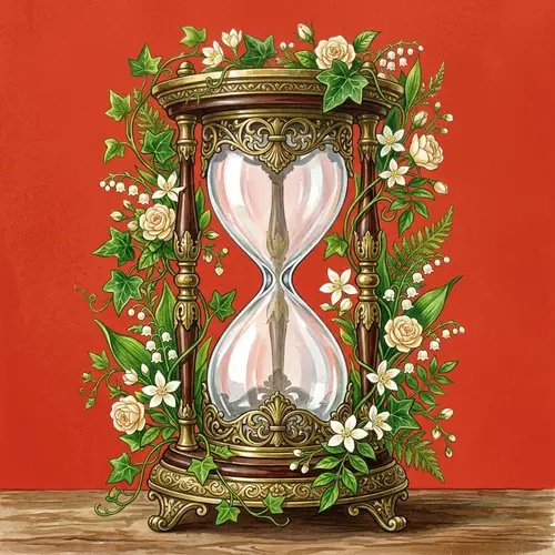Ornate Hourglass with Colorful Floral Design