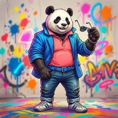 1980s Fashion Panda Bear Illustration