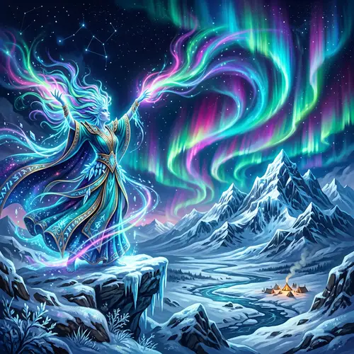 Ancient Goddess of Aurora: Northern Lights Art