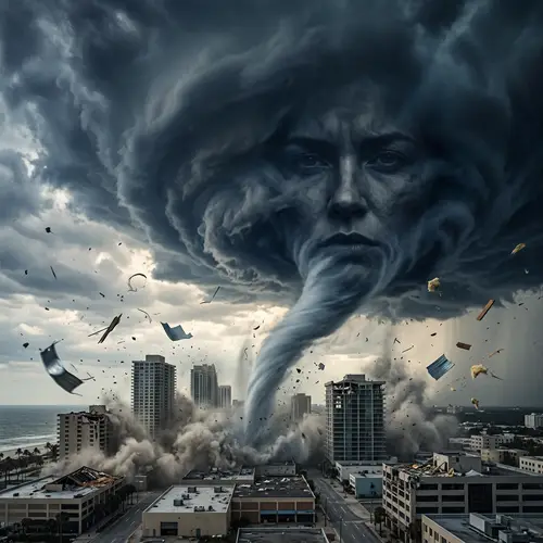 Female Stormcloud Unleashes Gale Force Winds, City Destroyed