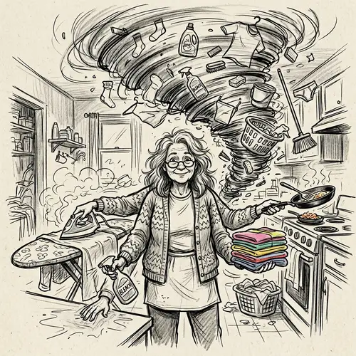 Multi-Tasking Woman Sketch with Tornado