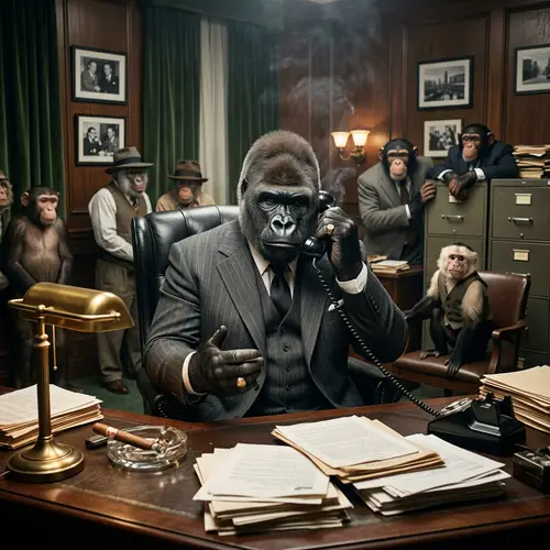 Imposing Ape as Underworld Leader Organizing Primate Society