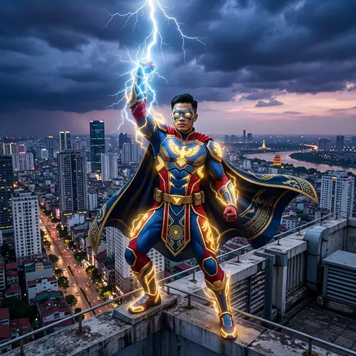 Epic Vietnamese Superhero Art: Lightning Power