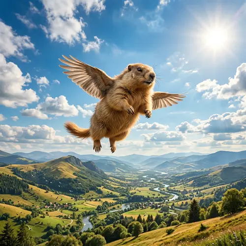 Winged Marmot: Playful Personification of Wind Nature