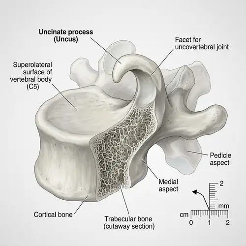 Human Vertebral Column Single Uncus Illustration