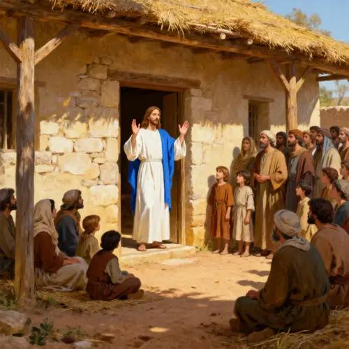 Jesus Preaching at Home to a Crowded Gathering