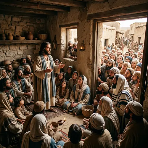Jesus Preaching at Home to a Crowded Gathering