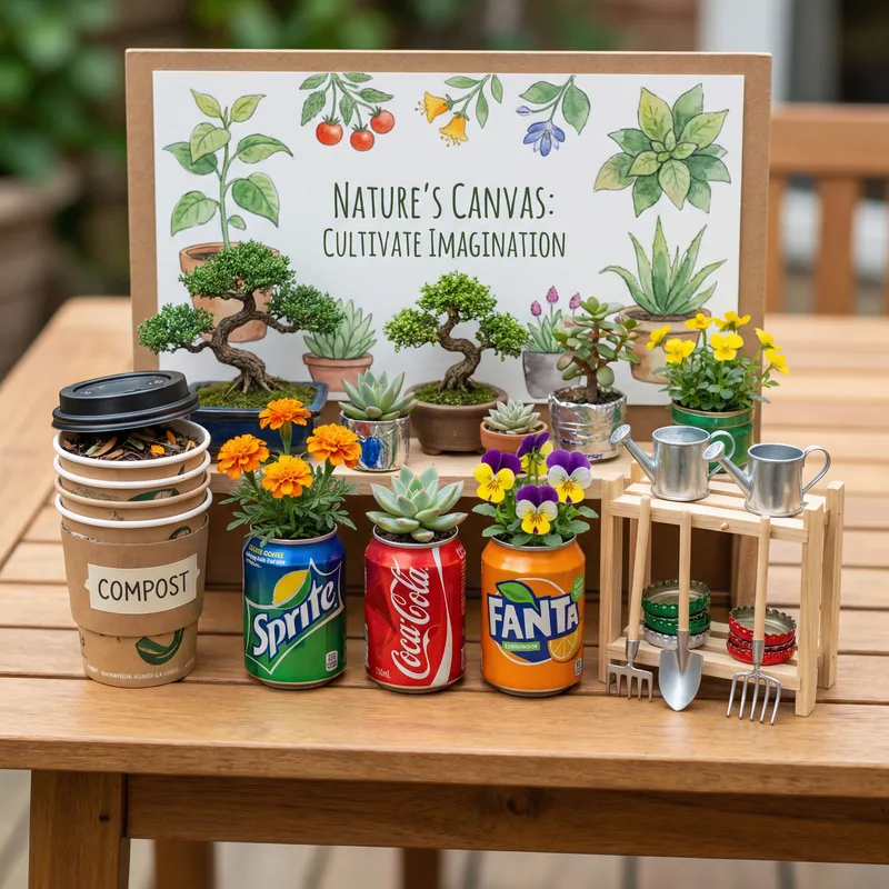 Creative Miniature Nursery Garden | Recycled Materials Artistry