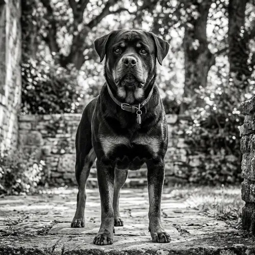 Black and White Rottweiler Dog - High Resolution Image