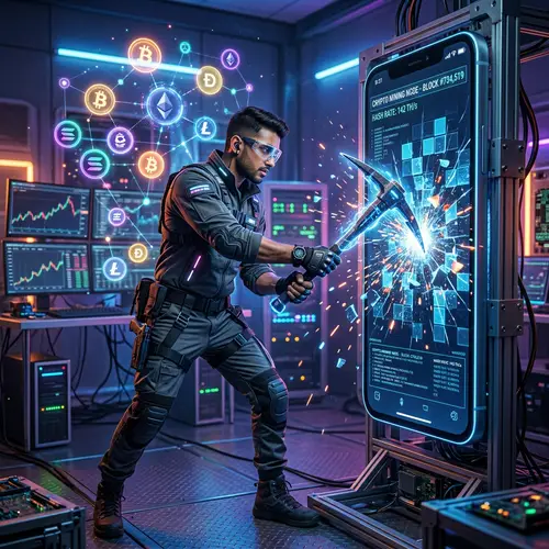 Modern South Asian Man Cryptocurrency Mining Scene