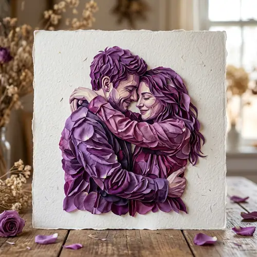 Hugging with Purple Rose Petals