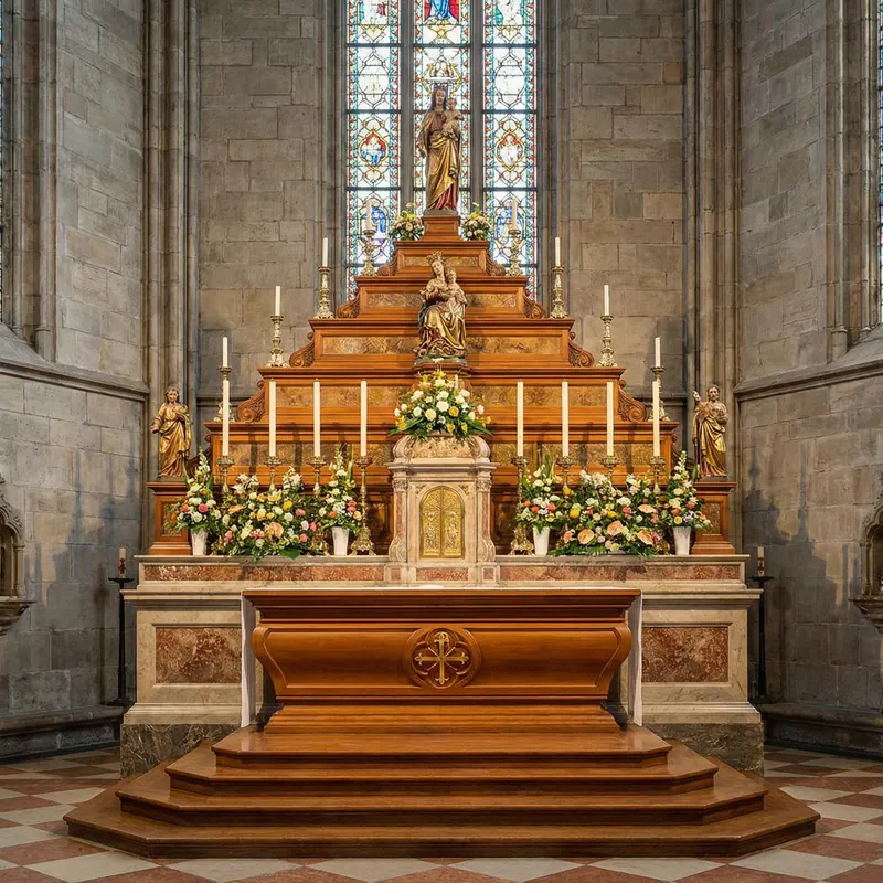 Elegant Seven-Level Church Altar Design