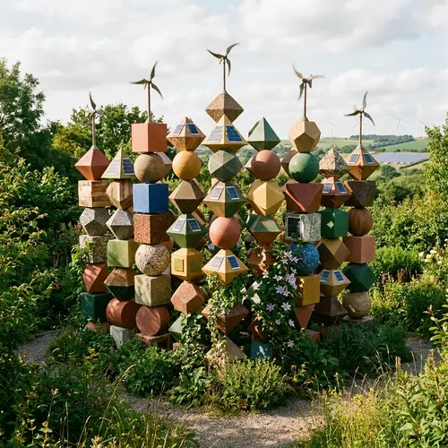 Artistic Sustainable Design with Recycled Materials and Alternative Energy Elements