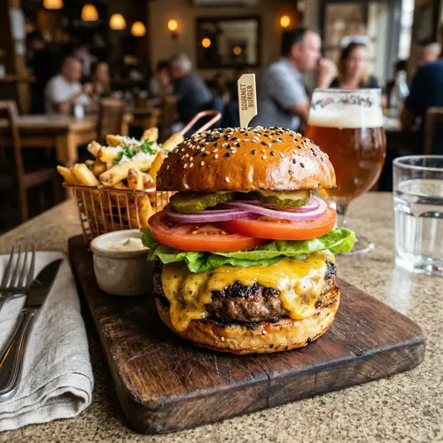 Mouthwatering Gourmet Burger with Cheese & Veggies