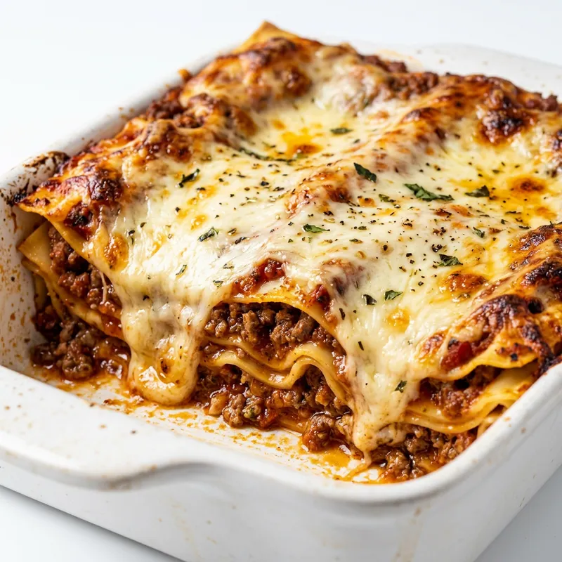 Succulent Beef Lasagna with Melted Cheese and Minced Meat Filling