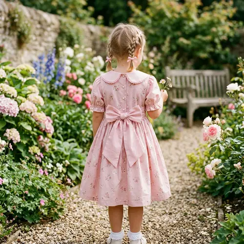 Charming Pink Kids Dress with Bow & Collar